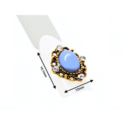 Biżuteria na paznokcie, ozdoba biżu WIĘKSZA wzór nr10 niebieska 1szt