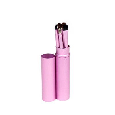 Pędzle do make up komplet 5 szt. pakowane w tubę kolor różowy