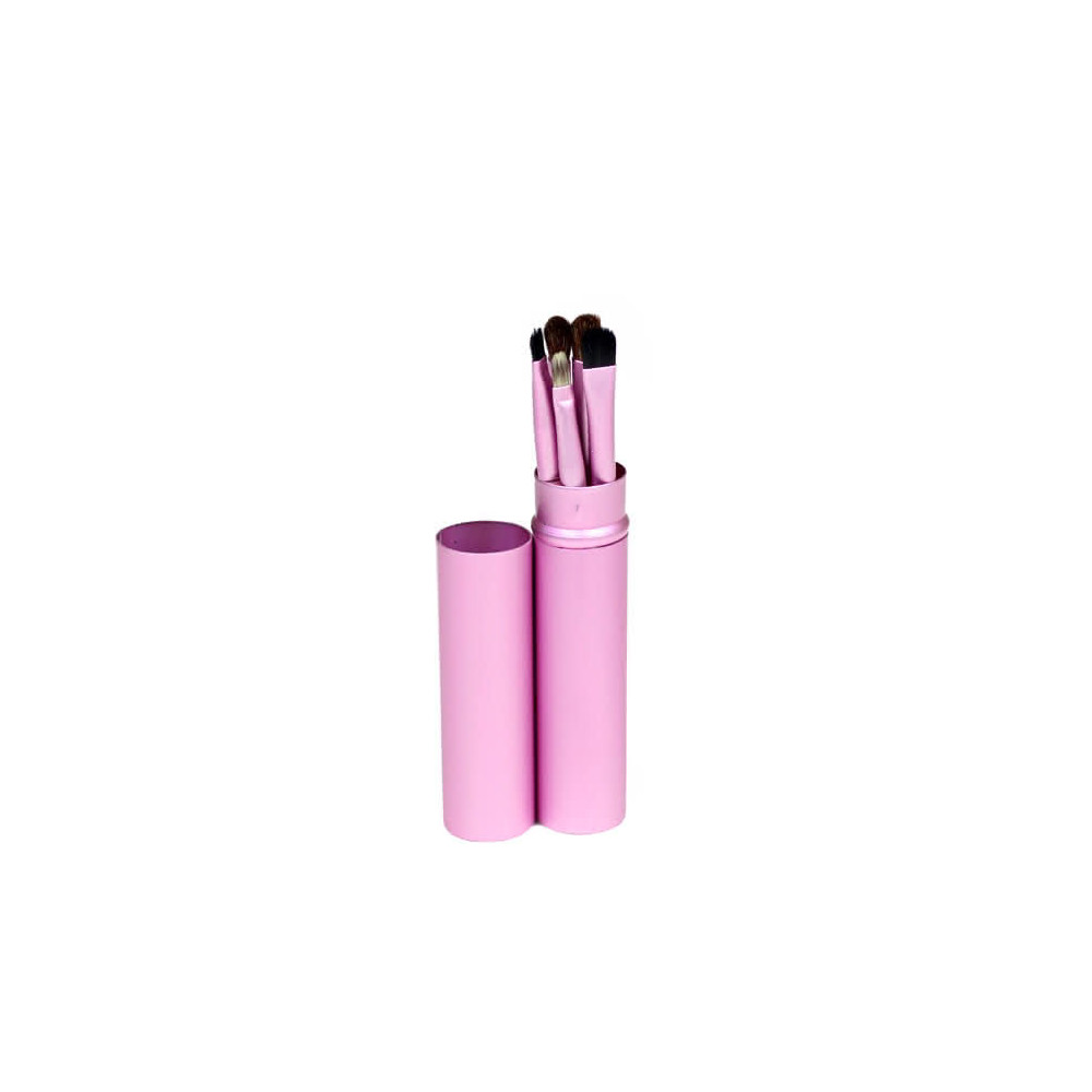 Pędzle do make up komplet 5 szt. pakowane w tubę kolor różowy