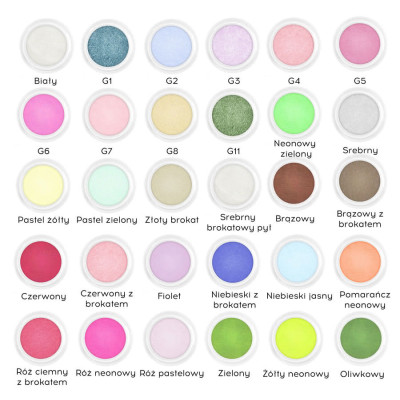Zestaw do akrylu Gabrielle Nails zawierający proszki akrylowe kolorowe