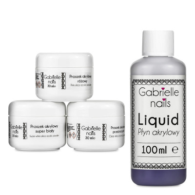 Akryl MAXIMUS ZESTAW Gabrielle Nails 3 kolory + Liquid