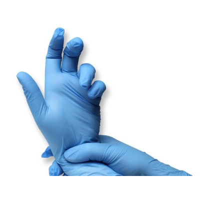 Rękawiczki jednorazowe nitrylowe bezpudrowe niebieskie S