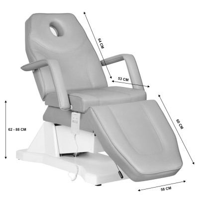 Fotel kosmetyczny elektryczny Soft 1 siln. szary