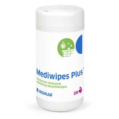 Medilab Mediwipes Plus tuba - Chusteczki do dezynfekcji powierzchni oraz różnego rodzaju wyposażenia 100szt.