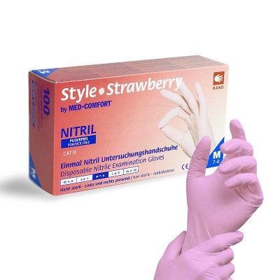 Rękawiczki jednorazowe nitrylowe różowe M