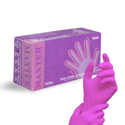 Rękawiczki jednorazowe nitrylowe różowe S
